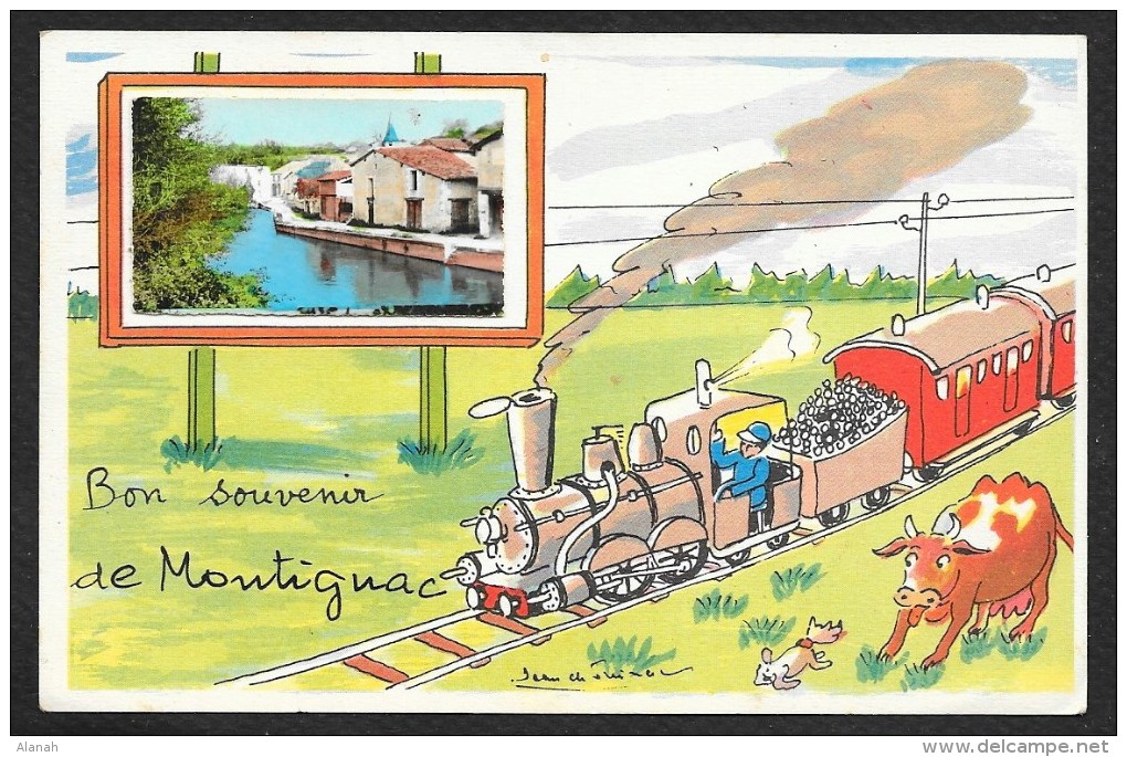 MONTIGNAC Rare Fantaisie Bon Souvenir Train (J.P) Dordogne (24) - Altri & Non Classificati