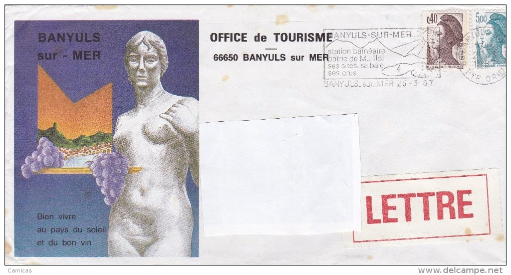 BANYULS -sur-MER: Flamme ,postée 26-3-87  Voir Verso - Mechanical Postmarks (Advertisement)