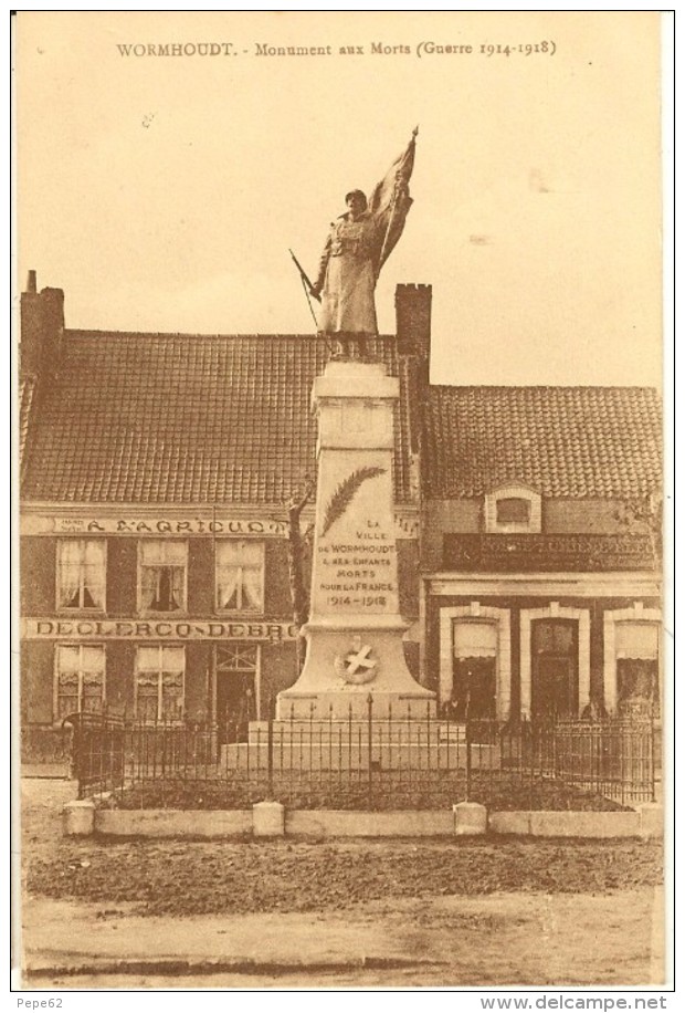 Wormhoudt-monument Aux Morts-1914-1918-magasin Farine- Declercq-cpa - Wormhout