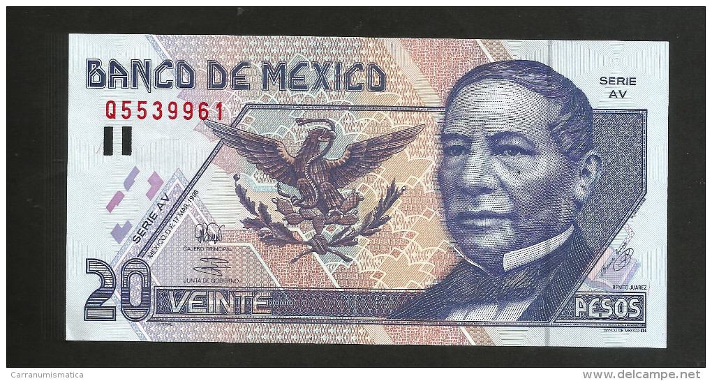 MEXICO - El BANCO De MEXICO - 20 PESOS (1998) - JUAREZ / Serie AV - Mexique