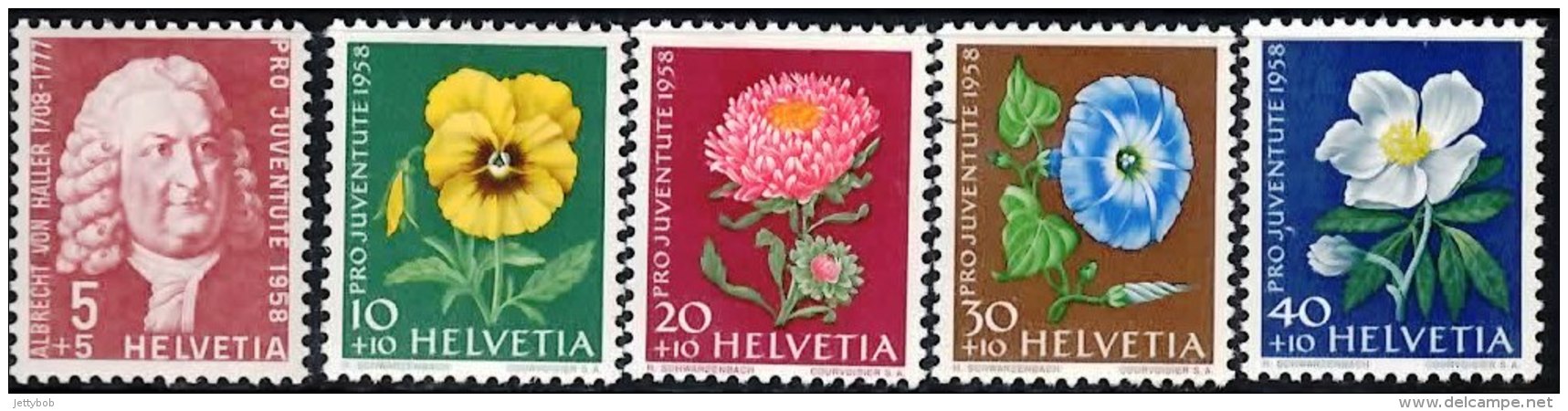 SWITZERLAND Pro-Juv 1958 Complete Set Of 5 Values Mint - Unused Stamps