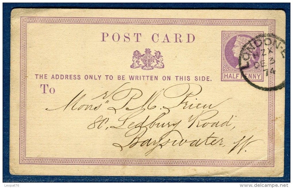 Grande- Bretagne- Entier Postal De Londres En 1874 Voir 2 Scans Réf. 1309 - Postwaardestukken