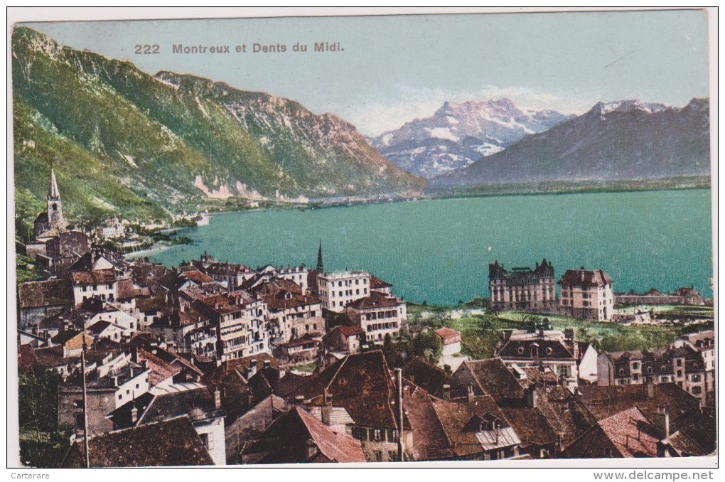 SUISSE,SWITZERLAND,SWISS, HELVETIA,SCHWEIZ,SVIZZERA ,VAUD,MONTREUX EN 1910,riviera Pays D'enhaut,lac - Montreux