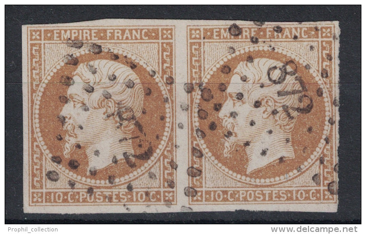 France - Napoleon N°13 Bistre Foncé PAIRE OBLITEREE Verso SANS DEFAUT / Oblitération PC 872 Clairac Lot-et-Garonne - 1853-1860 Napoléon III