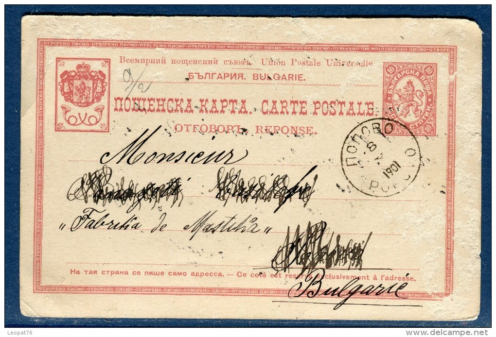 Bulgarie - Entier Postal Réponse En 1901 Voir 2 Scans Réf. 1315 - Postkaarten