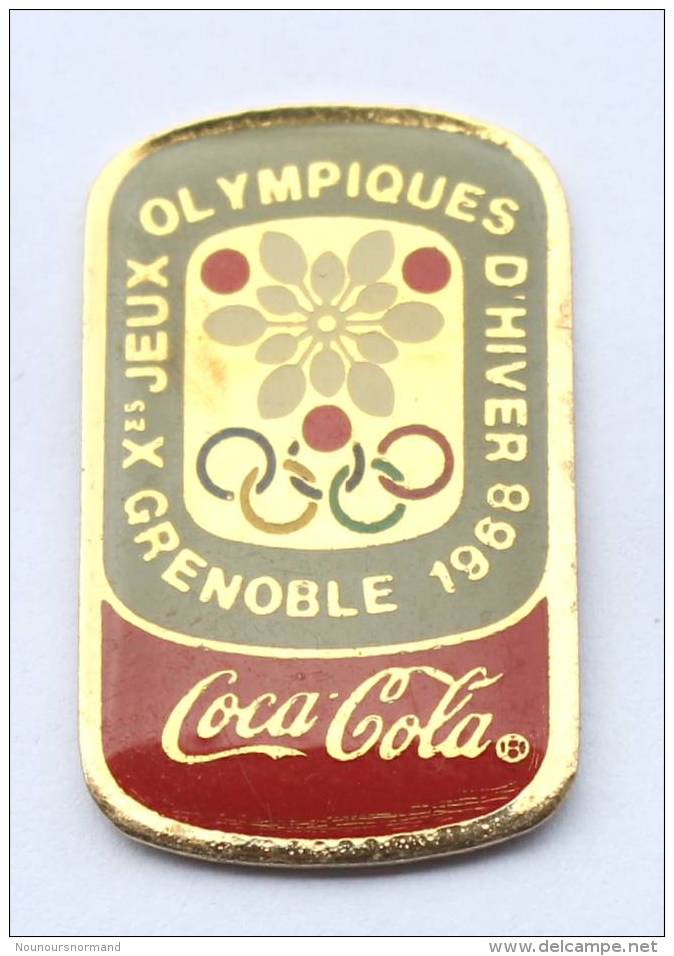 Pin's COCA COLA -  10° J.O  D'hiver GRENOBLE 1968 - Logo Des J.O - Anneaux Olympiques - Premier Taïwan - F691 - Coca-Cola