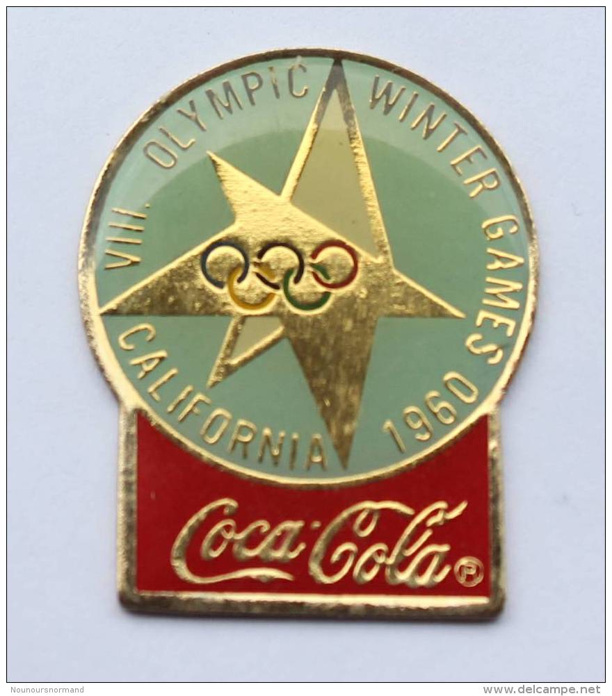 Pin´s COCA COLA -  8° J.O  D'hiver CALIFORNIE 1960 (SQUAW VALLEY) - Anneaux Olympiques - Premier - F696 - Coca-Cola