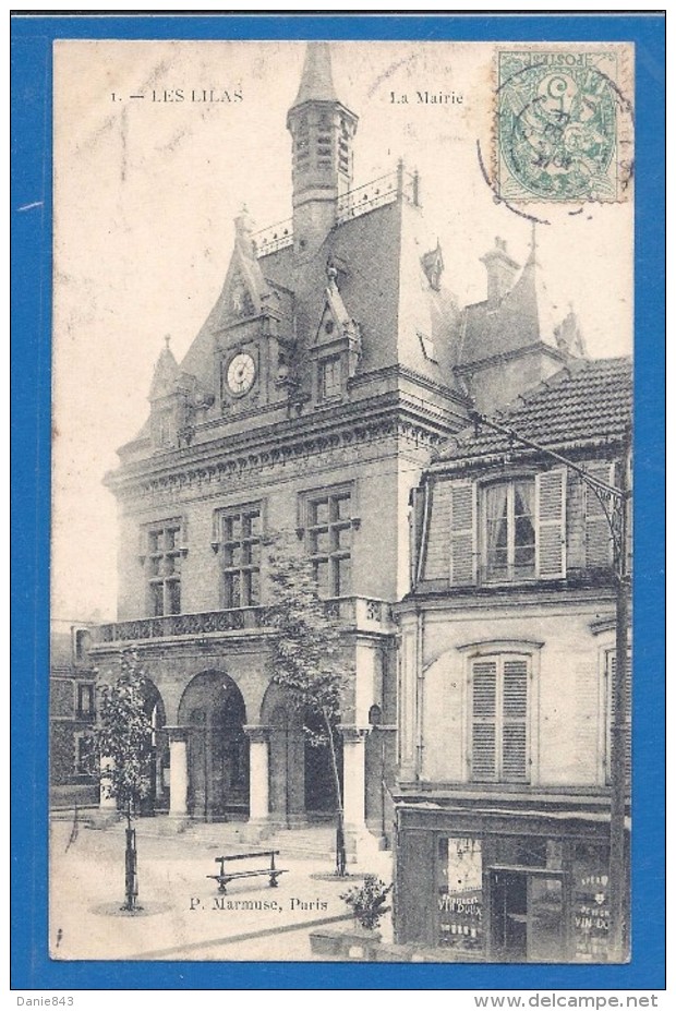 CPA - SEINE SAINT DENIS - LES LILAS - LA MAIRIE - COMMERCE DE SPIRITUEUX AU 1ER PLAN - Marmuse / 1 - Les Lilas