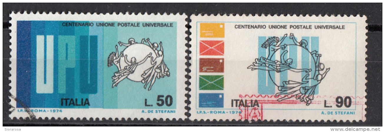 1369 Italia 1974 Centenario U.P.U. Sigla Emblema Viaggiato Full Set Italy - UPU (Union Postale Universelle)