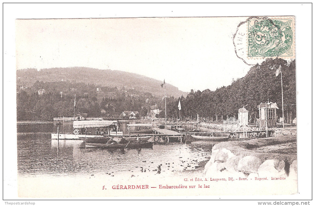 RAILWAY Postmark CPA 88 GERARDMER Embarcadère Sur Le Lac  édit. Largeron Bijouterie - Gerardmer