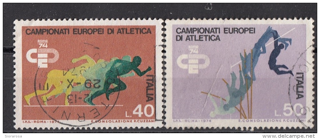 1358 Italia 1974 Campionati Europei Atletica Viaggiato Full Set Italy - Jumping