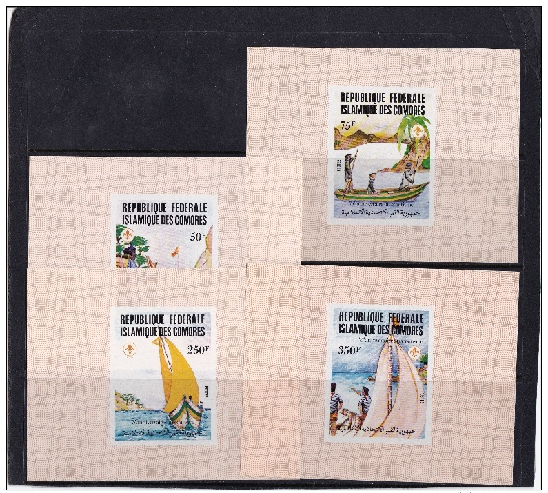 Comoro Islands (Sc# 641-44) MNH  (4 Deluxe Souvenir Sheets Of 1) 75th Anniversary Of Boy Scouts (1982) - Comoros