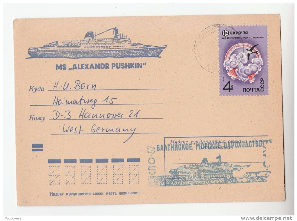1967 SHIP MS ALEXANDR PUSHKIN Mail COVER RUSSIA To Germany Stamps (card) - Ships