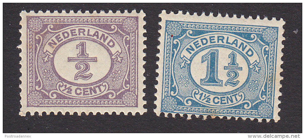 Netherlands, Scott #55, 58, Mint Hinged, Number, Issued 1898 - Unused Stamps