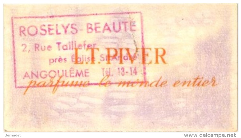 CARTE PARFUMEE . PARFUM POMPEIA  L.T. PIVER .. ROSELYS BEAUTE ANGOULEME - Vintage (until 1960)