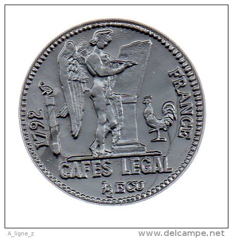 REF 1  : Monnaie Francaise Cafés Café Legal 1/2 Ecu Louis XVI Roi Des Francais Specimen En Plastique - Abarten Und Kuriositäten