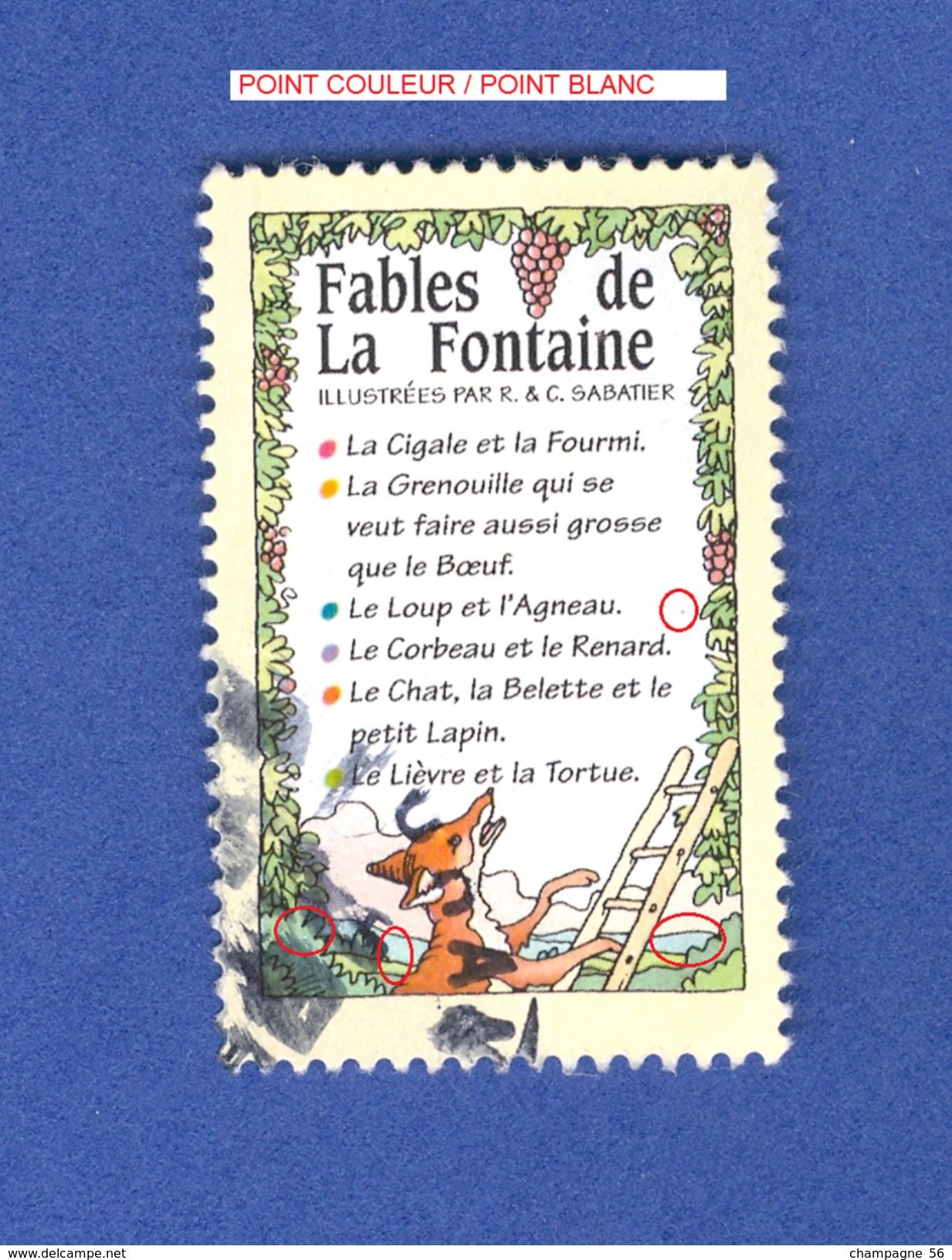 *  1995    Pas DE N°    FABLES DE LA FONTAINE   OBLITÉRÉ - Oblitérés