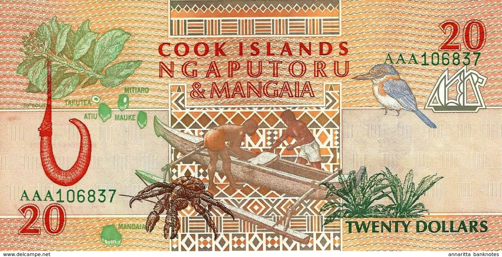 COOK ISLANDS 20 DOLLARS ND (1992) P-9 UNC [CK109a] - Cookeilanden