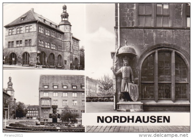 Nordhausen, Rathaus, Lutherplatz Mit Neuem Brunnen, Roland Am Rathaus - Nordhausen