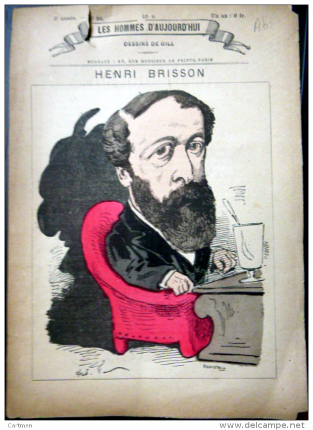 ABSINTHE  ALCOOL  GRAVURE AVEC VERRE ET CUILLER  PELLE A D'ABSINTHE  HENRI BRISSON DEPUTE A SON BUREAU  1880 - Autres & Non Classés