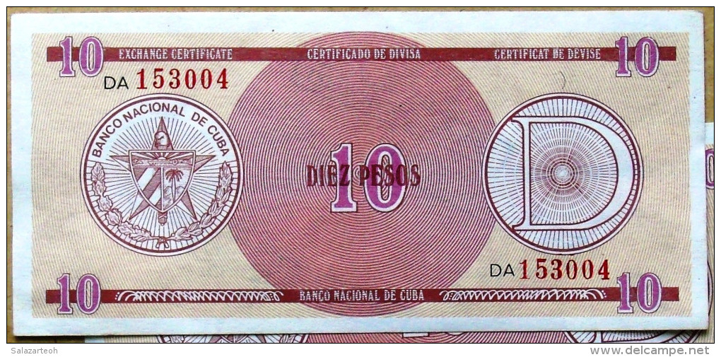 Certificado De Divisa Letra D, DIEZ (10) PESOS, Carmelita (Exchange Certificate), 2da Edisión, UNC, CUBA - Cuba