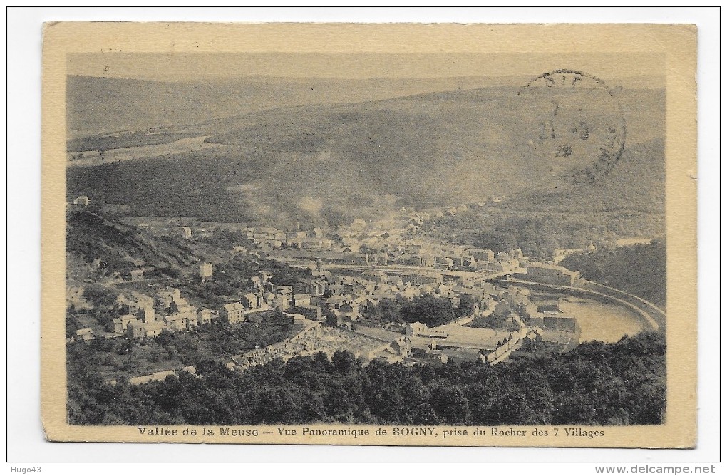 (RECTO / VERSO) BOGNY EN 1929 - VUE PANORAMIQUE PRISE DU ROCHER DES 7 VILLAGES - CPA VOYAGEE - Autres & Non Classés