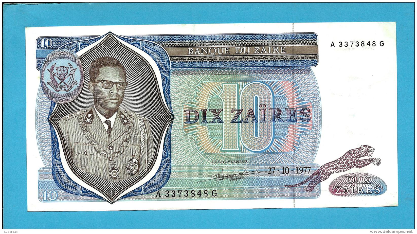 ZAIRE - 10 ZAIRES - 27/10/1977 - Pick 23.b - Sign. 4 - Mobutu - 2 Scans - Zaire