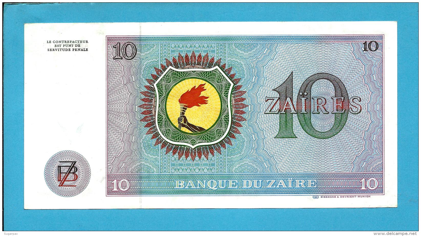 ZAIRE - 10 ZAIRES - 27/10/1977 - Pick 23.b - Sign. 4 - Mobutu - 2 Scans - Zaire