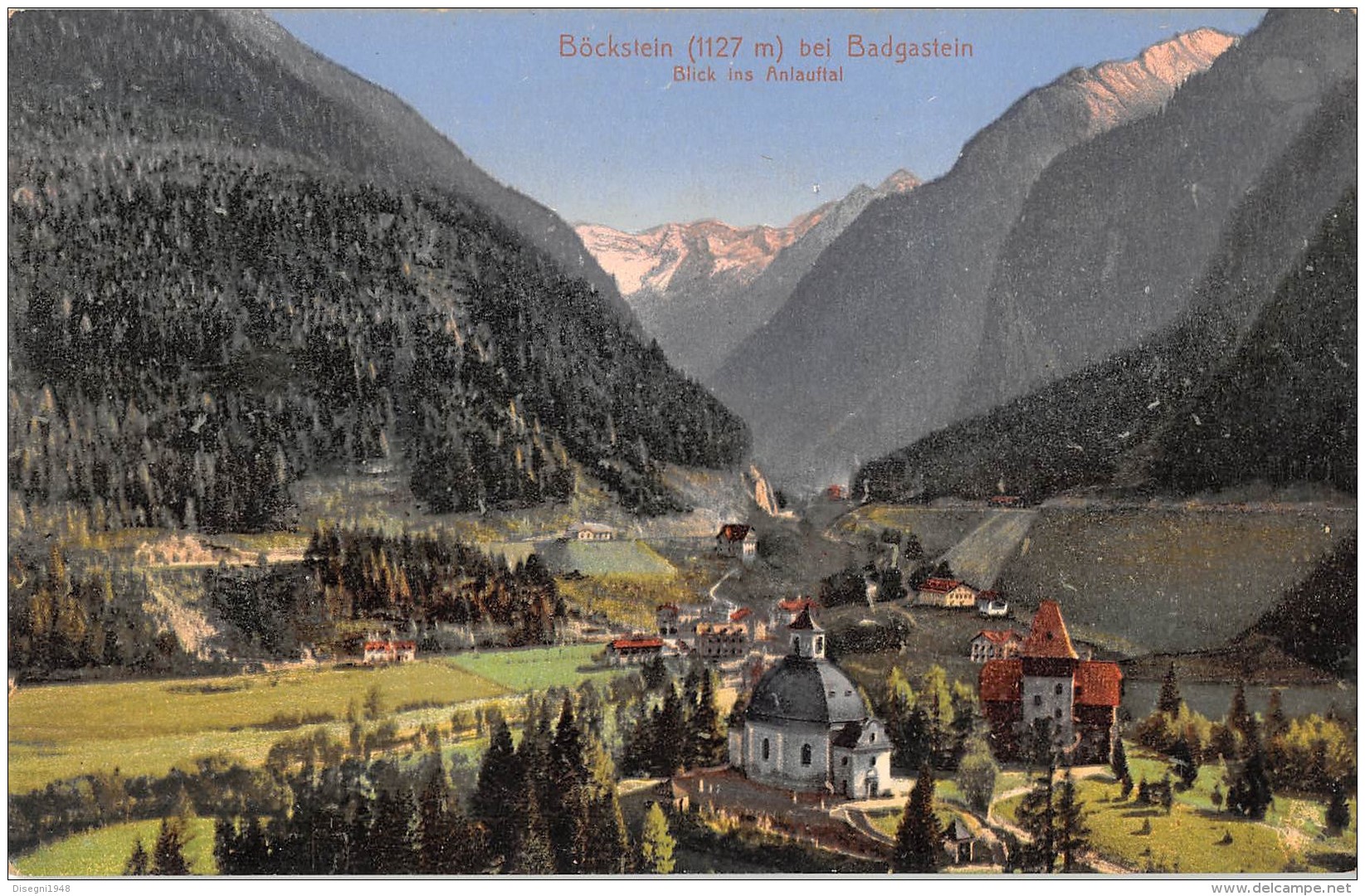 05787 "AUSTRIA - BOCKSTEIN BEI BAD GASTEIN - BLICK INS ANLAUFTAL" CART. ILLUSTR. ORIG., NON SPEDITA - Bad Gastein