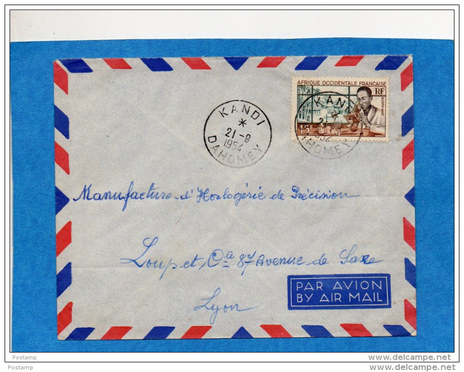 MARCOPHILIE- DAHOMEY -lettre Avion 1954- Départ KANDI- Pour Françe-Stamp  AOF - Briefe U. Dokumente