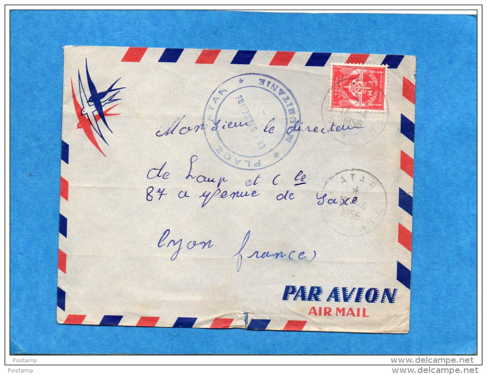 MARCOPHILIE- Lettre FM -MAURITANIE-cad-ATAR + Cachet Mil De Place1956- Stamp FM N°12 Pour Françe - Lettres & Documents