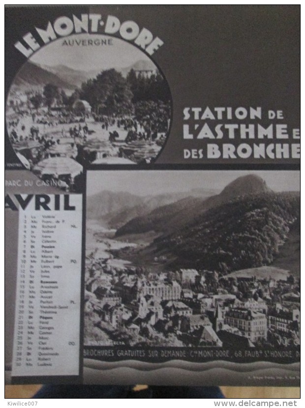 Calendrier   1935   L Energie Industrielle  Centrale Barrage Mont Dore Als.thom Alsthom Seyssel Calor Vannes - Grand Format : 1921-40