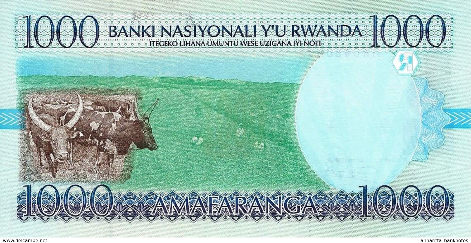 RWANDA 1000 FRANCS 1998 P-27 UNC NARROW SER. [ RW126b ] - Rwanda