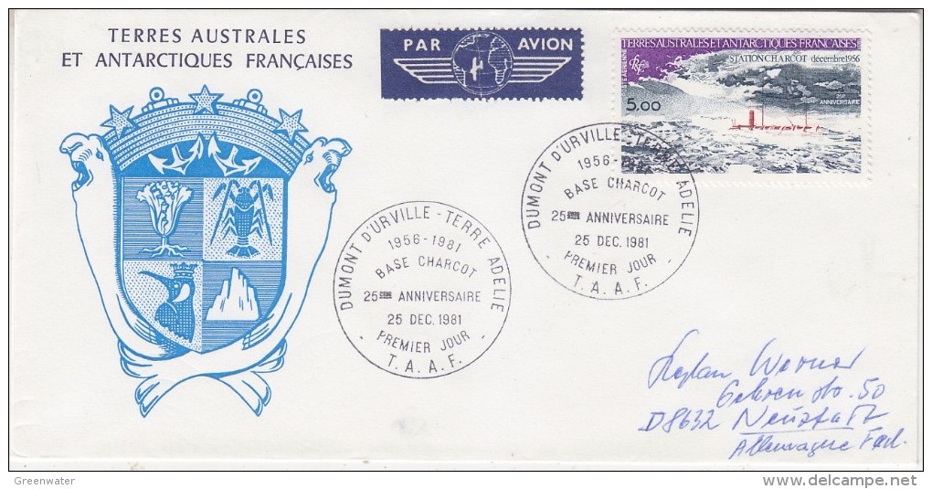 TAAF 1981 Base Charcot 1v FDC  Ca  Dumont D'Urville (F5287) - FDC