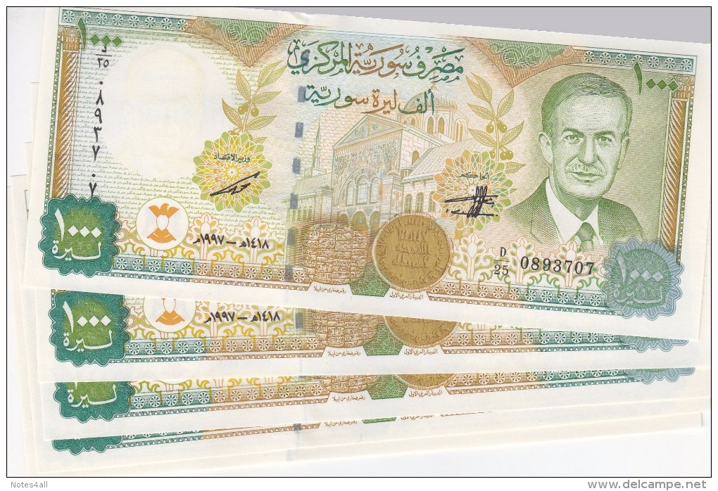 SYRIA 1000 LIRA 1997 2012 P-111 Prefix ( D ) LOT X 5 UNC NOTES */* - Syrie