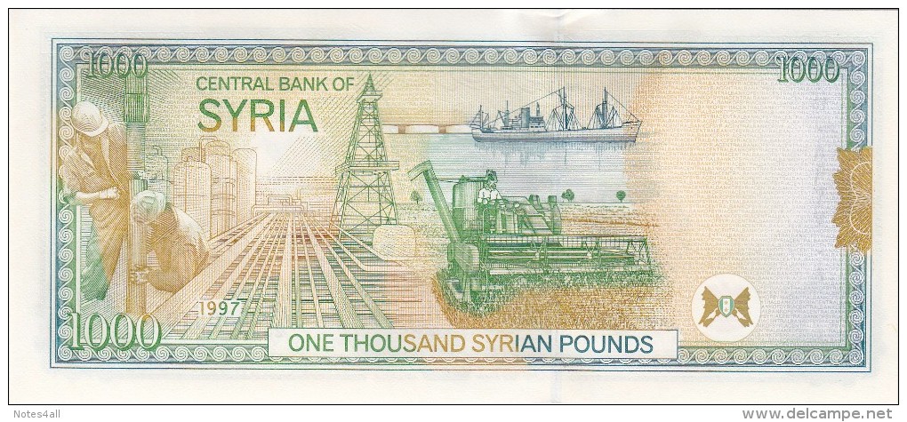 SYRIA 1000 LIRA 1997 2012 P-111 Prefix ( D ) LOT X 5 UNC NOTES */* - Syrie