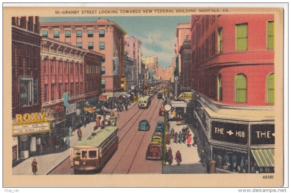 Granby Street Looking Towards New Federal Building, Norfolk, VA, Used Postcard [17765] - Norfolk