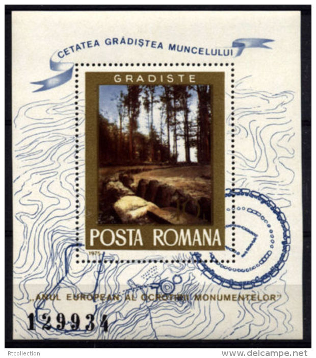 Romania 1975 European Architectural Heritage Year Forest Trees Art Paintings M/S Stamps MNH SC 2569 Michel 3273 BL121 - Monuments