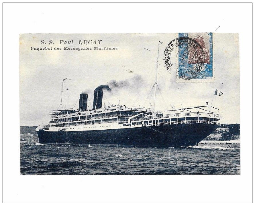 S.S  "PAUL LECAT" Paquebot Des Messageries Maritimes, - Autres & Non Classés