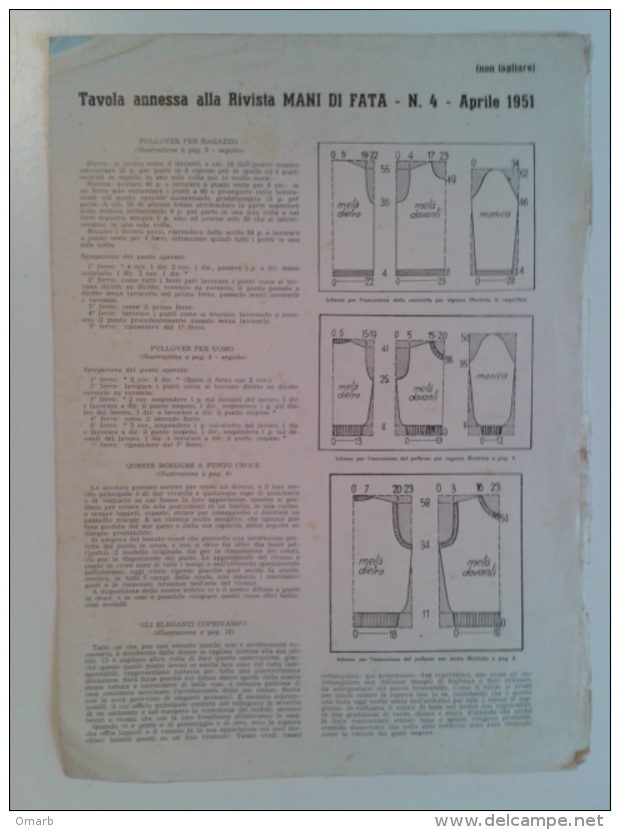 Lib370 Allegato Rivista Mani Di Fata 1951 N4 Tavola Cucito Uncinetto Centrino Ricamo Vintage Old Fashion Moda Donna Mode - Mode