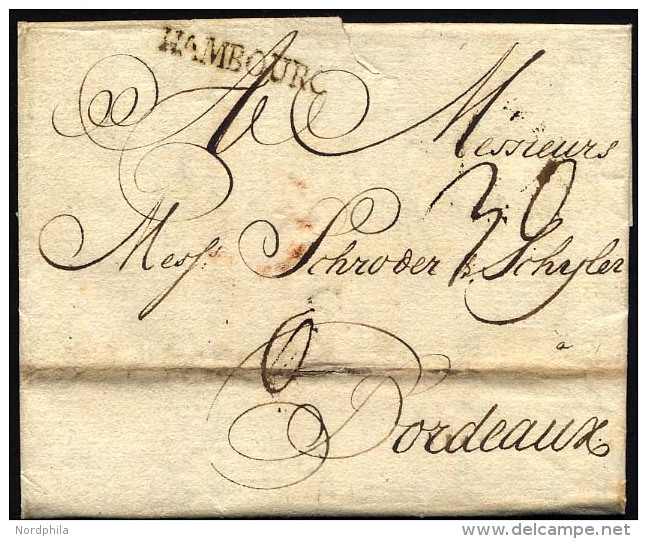 HAMBURG VORPHILA 1757, HAMBOURG, L1 Auf Brief Nach Bordeaux, Feinst - Altri & Non Classificati