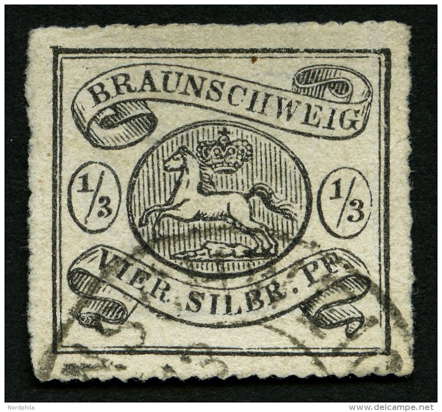 BRAUNSCHWEIG 13A O, 1864, 1/2 Sgr. Schwarz, Bildseitig Pracht, Leicht Erhöht Signiert Bühler Und Pfenninger, M - Braunschweig