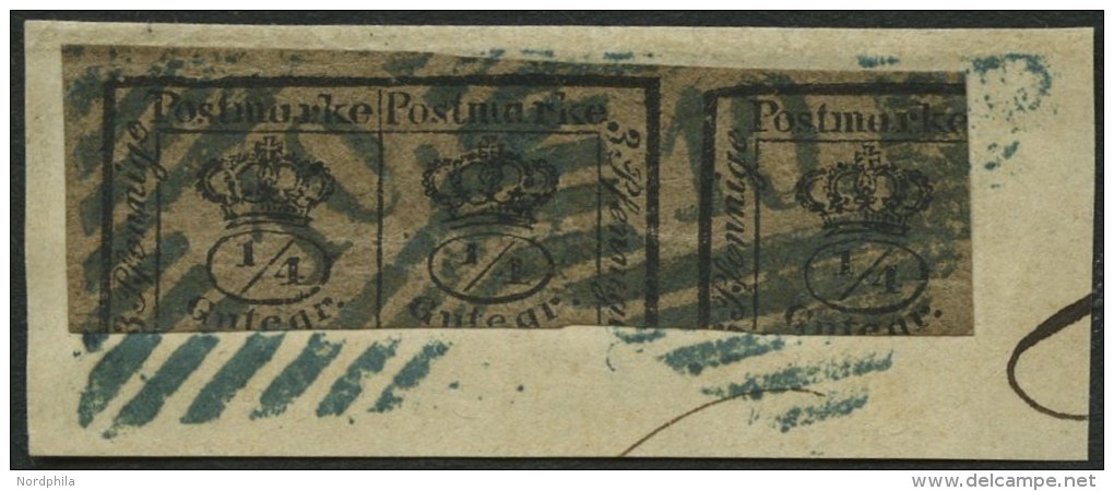 BRAUNSCHWEIG 9a BrfStk, 1857, 3/4 Gr. Schwarz Auf Graubraun, Blauer Nummernstempel 10 (CALVÖRDE), Prachtbriefst&uum - Braunschweig