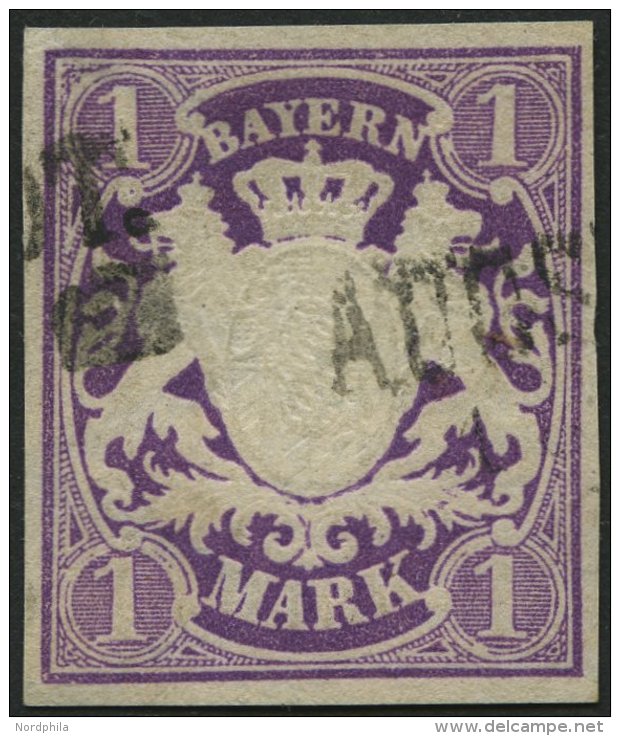 BAYERN 30a O, 1874, 1 M. Violett, Pracht, Gepr. Stegmüller, Mi. 100.- - Altri & Non Classificati