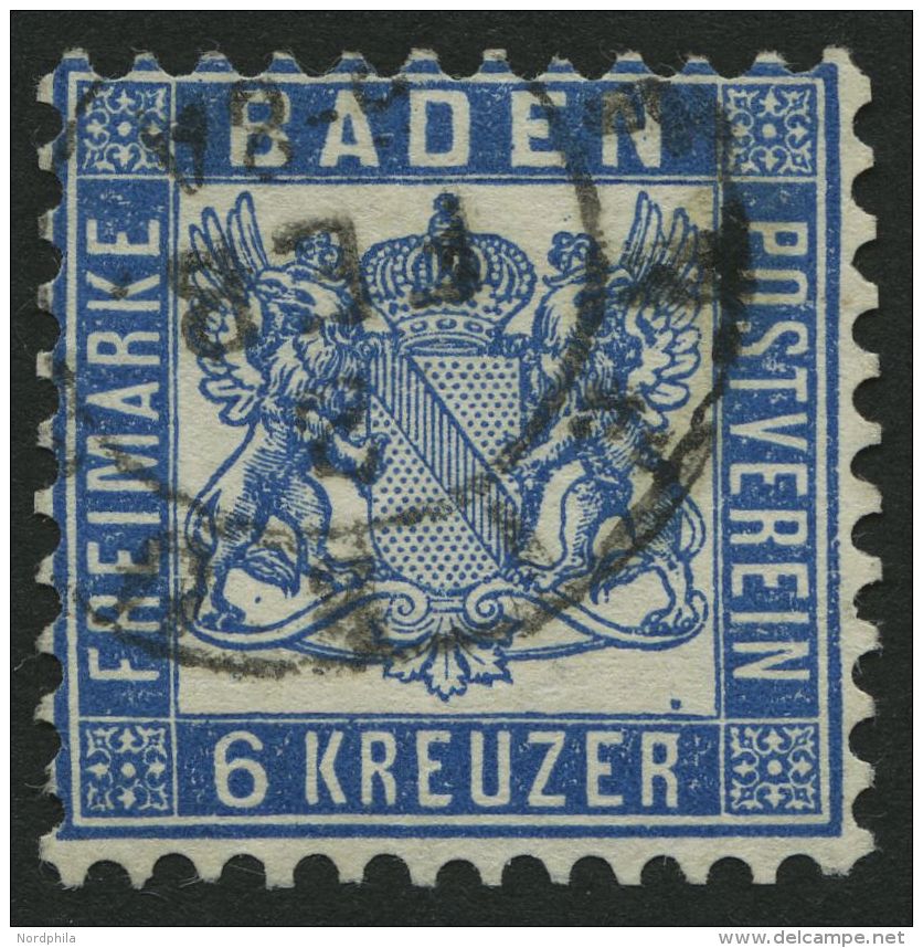 BADEN 19b O, 1865, 6 Kr. Preußischblau, Feinst, Mi. 90.- - Altri & Non Classificati