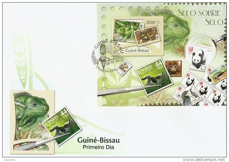 Guinea Bissau 2012, WWF Stamps On Stamps, Panda, Iguana, BF In FDC - FDC