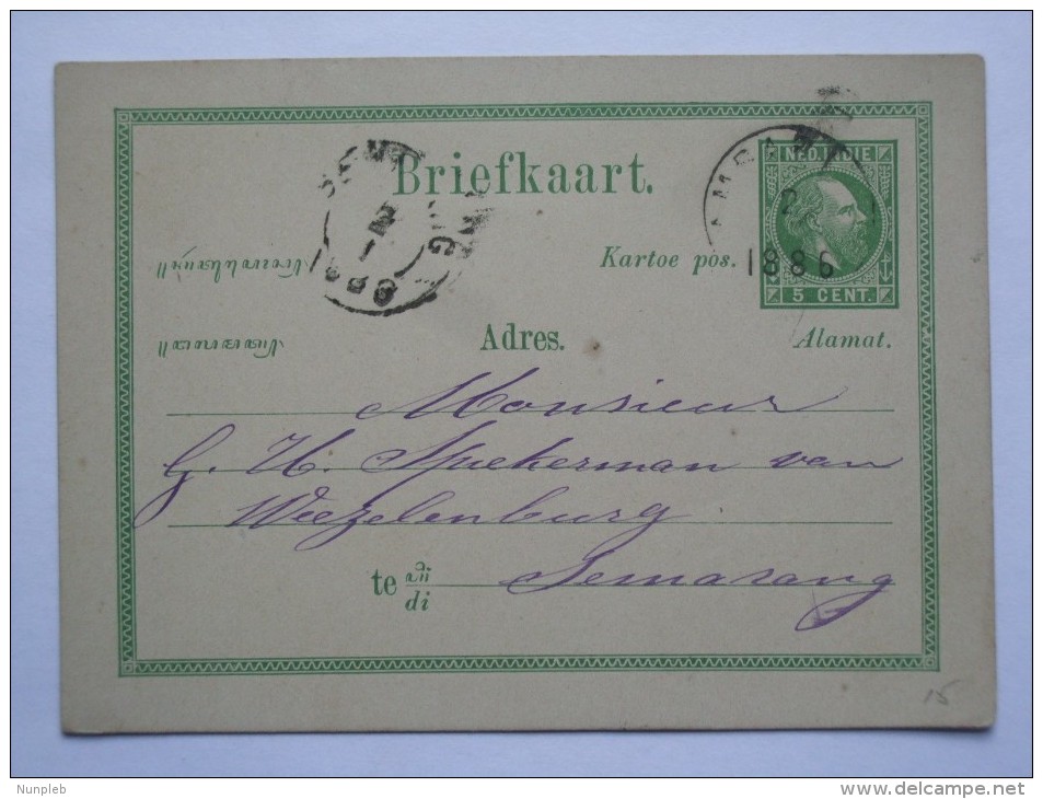 NETHERLANDS INDIES 1886 STATIONARY CARD TO SEMARANG - Indie Olandesi