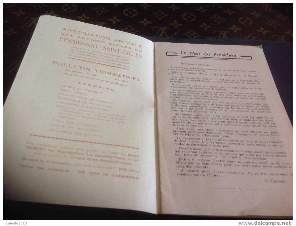 1947 Bulletin Trimestriel Association Des Ancien élève Du Pensionnat Saint Gilles Moulins Allier Kermesse Discours - Autres & Non Classés