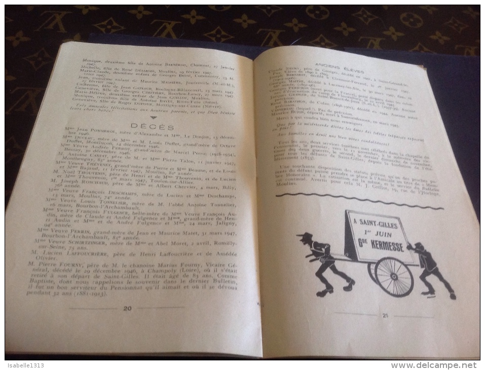 1947 bulletin trimestriel association des ancien élève du pensionnat saint Gilles moulins allier kermesse discours