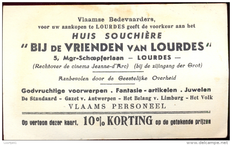 Carte Visite Visitekaartje - Huis Souchère Vrienden Van Lourdes - Visiting Cards